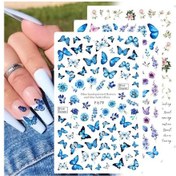 Resim Kelebek Tırnak Çıkartmalar Renkli Kelebekler Kendinden Yapışkanlı Transfer Kaydırıcılar Sarar Manikür Folyo Dıy Süslemeleri F679 