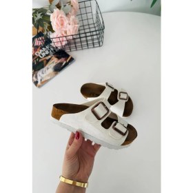 Resim Miniğimin Cicileri Mantar Tabanlı Unisex Çocuk Terliği - Beyaz 