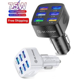 Resim 15a 6 Port Usb Hızlı Araç Şarj Cihazı İphone Uyumlu 11 12 13 Pro Max Mini Hızlı Şarj Adaptörü Xiaomi Samsung Huawei Için 