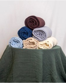 Resim 4 Katlı Müslin Yatak Örtüsü - Battaniye Pike %100 Organik Pamuk Dört Mevsim Yumuşak Tek Kişilik Açık Krem 