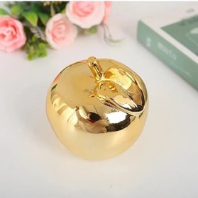 Resim Willowhaven Şık Altın Kaplama Seramik Elma Dekoru - Modern Minimalist Oturma Odası, Çalışma Odası Ve Şarap Dolabı Aksesuarı 