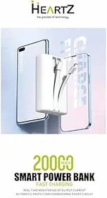 Resim HEARTZ H002 20000 MH PD 30W ve USB 22.5W FAST HIZLI ŞARJ DAHİLİ TYPE C VE LİGHTNİNG KABLOLU DÜNYA STANDARTLARINA UYGUN POLYMER BATARYA BİREBİR AMPER POWERBANK (BEYAZ) 