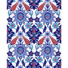 Resim Armada çini 20x25 Cm Ac 1004 Kırmızı Laleli Kütahya Çini Seramik Karo 