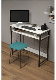Resim Çalışma Masası Bilgisayar Laptop Ofis Masası Okul Ev Beyaz Beyaz 