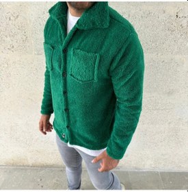 Resim Hazego Erkek Pelüş Polar Hırka Gömlek Yakalı, İlik Düğmeli, Göğüs Cepli, Yumuşak Dokulu Kışlık Regular Fit Rahat Günlük Model - Çimen Yeşili Çimen Yeşili 