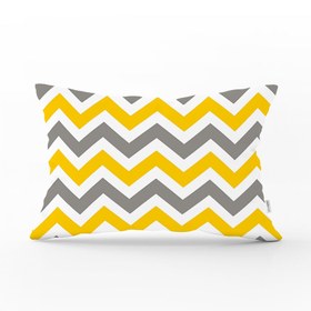 Resim Zigzag Desen Dijital Baskılı Dekoratif Dikdörtgen Yastık Kırlent Kılıfı - 45 x 65 cm / Çift Taraflı Baskı / Raşel Kadife 
