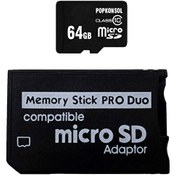 Resim Memory Stick Pro Duo 64GB PSP Hafıza Kartı MS Adaptör PSP Mikro SD Kart Çevirici POPKONSOL