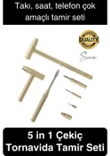 Resim Premium 5 İn 1 Çekiç Tornavida Tamir Seti Takı Saat Çok Amaçlı Çift Kafa Telefon Mücevher Kuyumcu 