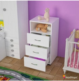 Resim Modilayn Irmak 45 Cm Dar 3 Çekmeceli Şifonyer, Komidin 