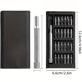 Resim 25'li Hassas Tornavida Seti, Çok Fonksiyonlu, Alüminyum Alaşımlı, Dayanıklı, Çeşitli Uçlu Uçlar, Şarj Edilmemiş, Mobil Telefonlar, Tabletler İçin Temel Elektronik Çözümleme Aracı 