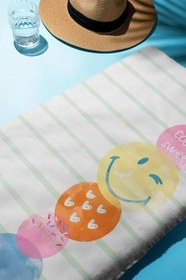 Resim Dijital Baskı Plaj Deniz Havlusu Emoji Desenli Peştamal HVL0202 