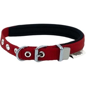Resim Dokuma Softlu Sade Köpek Boyun Tasması Kırmızı 