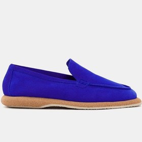 Resim Maegan Kadın Sax Mavi Gerçek Süet Deri Loafer Saks Mavi 