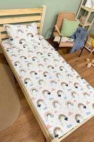 Resim Organik Tek Kişilik Lastikli Çarşaf Seti - Neşeli Bulutlar 80 x 180 