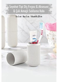 Resim Beyaz Seyahat Tipi Diş Fırçası & Aksesuar Kutusu & Çok Amaçlı Saklama Kabı 
