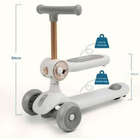 Resim Genel Markalar Led Işık 3 Tekerlekli Yükseklik Ayarlı Oturaklı Çocuk Scooter Beyaz 