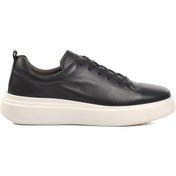 Resim aspor Siyah Ortopedik Hakiki Deri Erkek Sneaker Ayakkabı 