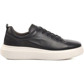 Resim aspor Siyah Ortopedik Hakiki Deri Erkek Sneaker Ayakkabı 