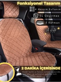 Resim Seat Leon Uyumlu 2'li Süet Oto Koltuk Minderi Terletmez Kolay Montaj Oto Aksesuar A1 
