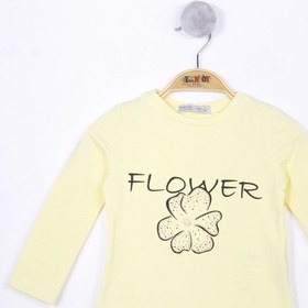 Resim Toontoy Kids Toontoy Kız Çocuk Flower Baskılı T-shirt Sarı 