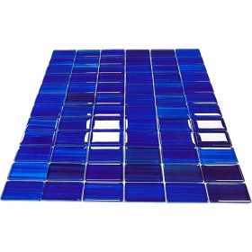 Resim MozaiKristaL Mutfak Tezgah Arası, Havuz, Banyo, Sauna, Spa, ve Yaşam Alanlarının Tüm Yüzeyleri Için. 23X48MM Mavi. 30X30CM. Fileli Kristal Mozaik. 