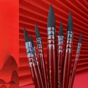 Resim 7 Parça Premium Suluboya Fırça Seti - Yumuşak Sentetik Sincap Kılı, Sanat & Guaş için İdeal, İnce Detaylandırma, Yüksek Kaliteli Naylon Kıllar, Ergonomik Mat Siyah Sap 