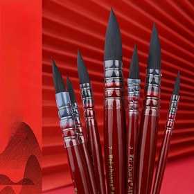 Resim 7 Parça Premium Suluboya Fırça Seti - Yumuşak Sentetik Sincap Kılı, Sanat & Guaş için İdeal, İnce Detaylandırma, Yüksek Kaliteli Naylon Kıllar, Ergonomik Mat Siyah Sap 