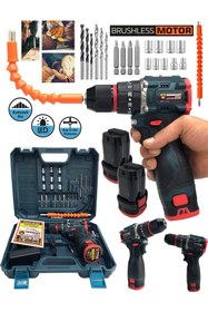 Resim Germany Style 8014 Kömürsüz Darbeli Şarjlı Matkap Lion Armut Batarya Metal Şanzıman Çift Akülü Vidal 