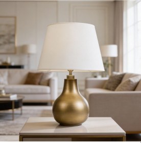 Resim Vera Krem Başlıklı Eskitme Gold Modern Abajur Eskitme Altın 