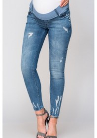 Resim Busa Hamile İnci Detay Skinny Kot Pantolon Mavi-mavi 