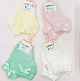 Resim Kıpırık Baby 2 Çift Kız Çocuk Sarı Kurdeleli Detaylı Soket Çorap-1102 Sarı 