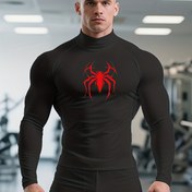 Resim Erkekler için Yükselme Esnekliği Performans Kompresyon Gömleği ile Kırmızı örümceklik Logosu & Kas Destek - Nem Emici Spor Salonu Çalışma Üstlü Powerlifting, CrossFit Varlık Antrenmanlar İnşa Etmeli Hemen Kuruyan Müşteri Fiti ekipleri Şort Tam Zip Tasarım ve Her Sezon Giyim (El yudumla) gerektiriyorsa, Dayandırıcılık çalışmalari üzün kolluklu ti-shirt sığ fit vurgulu bold red spider graphic er kekin fitness giysilerini müzakire ederken ideal 