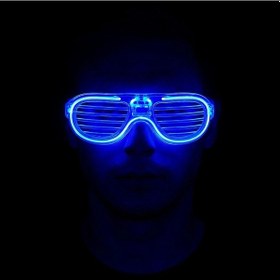 Resim Mavi Led Işıklı Parti Gözlüğü - Neon Glow Gözlük 3 Modlu 1 