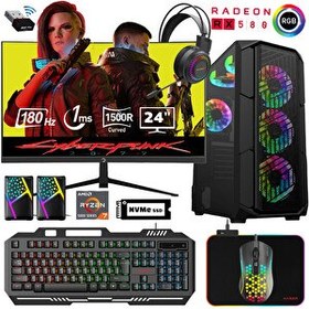 Resim XASER Xsr499 Ryzen 7 5700x 16gb Ram 1tb M.2 Nvme Ssd 8gb Rx580 24"curved 180hz Masaüstü Oyuncu Bilgisayarı 