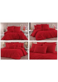 Resim Vionetta Ranforce % 100 Pamuk Kırmızı Düz Renk 2 Yastıklı Tek Kişilik Nevresim Takımı Kırmızı 