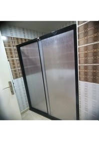 Resim Nokta Duşakabin Teknesiz Plastik Camlı Siyah Profilli Duşakabin Şeffaf 