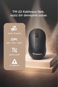 Resim Torima Kablosuz Mouse Usb Alıcılı Fare TM22 Siyah 