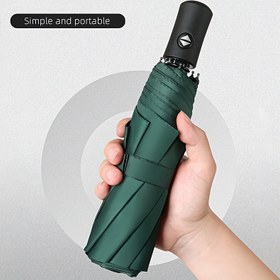 Resim Otomatik Açılır Kompakt Şemsiye - 8 Kaburgalı Rüzgar Geçirmez & Güneş Koruma, Taşınabilir Seyahat Şemsiyesi, Güçlendirilmiş Kaburgalar, Koyu Yeşil, Öğrenciler ve İşe Gidenler İçin Şık Tasarım, Yağmur ve Güneşten Korunma, Moda Aksesuarı, Yüksek Kalite Yapım, Şehir Yaşamı, Günlük Kullanım, Dayanıklı Yapı 