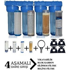 Resim Sulook Daire Bina Sayaç Girişi 4 Aşama Arıtma Seti 10" Ağır Kireç Önleyici Yumuşatma Sistemi 