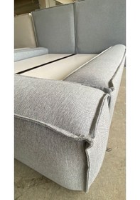 Resim Most Mollior Bazalı Karyola Gri Keten Kumaş 180x200 Cm. Yatak İçindir 