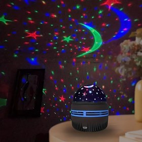 Resim 1 adet RGB LED Projektör Gece Lambası - Otomatik Döndürme, USB Şarj, Yatak Odası, Parti ve Ev Dekoru için Yıldız & Ay Projeksiyonu, Canlı Renkli Atmosfer Lambası, Ortam Aydınlatması | Yıldızlı Gökyüzü Projektörü | Taşınabilir Projektör, Yıldız Işığı Projektörü 