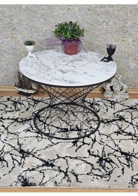 Resim Siyah Fırınlı Statik Boya Beyaz Mermer Suntalem Tabla Pota Orta S 