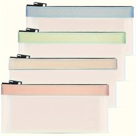 Resim 4 Adet Fermuarlı Para Çantası, Şeffaf Banka Yatırımı Torbası, 4 Renk Çok Amaçlı Nakit Cüzdan - Okula Dönüş Malzemesi 