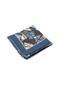 Resim Mim Eşarp Ebruli Kışlık Desenli Eşarp 95x95 Cm Lacivert - Krem 