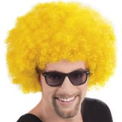 Resim Sarı Renk Kıvırcık Afro Bonus Peruk 