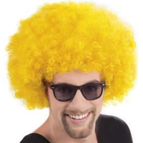 Resim Sarı Renk Kıvırcık Afro Bonus Peruk 