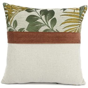 Resim Mikasa Moor MK01.053539 Olive Yapraklı Pembe Şeritli Yastık Kırlent 43cm 