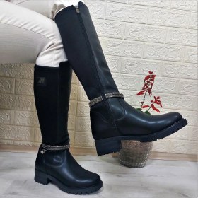 Resim M.P. M.p 2753 Siyah Taşlı Ligralı Fermuarlı 45CM Bayan Çizme 