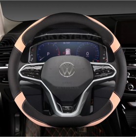 Resim D Şekli Araba Direksiyon Kılıfı Vw Sharan Passat Caddy Touran Tiguan 2015-2024 Green Green 