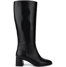 Resim Tamer Tanca Kadın Hakiki Deri Siyah Topuklu Çizme 1074 2274 Bn Czm Sk25-26 Sıyah Derı Siyah 